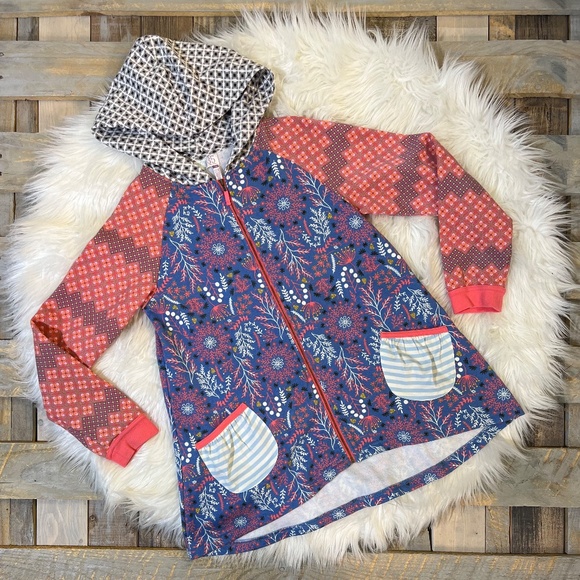 EUC [Matilda Jane] Zip Up <Make Believe> Pink Blue Sweatshirt Jacket | Girls 12 - Picture 3 of 13